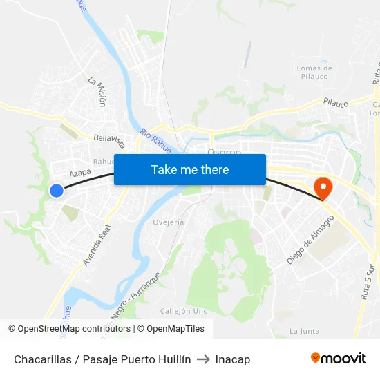 Chacarillas / Pasaje Puerto Huillín to Inacap map