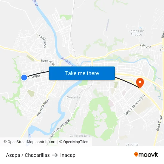 Azapa / Chacarillas to Inacap map