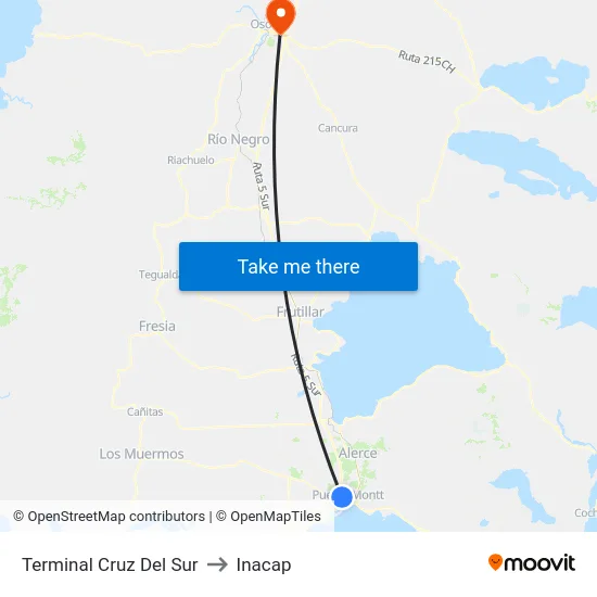 Terminal Cruz Del Sur to Inacap map