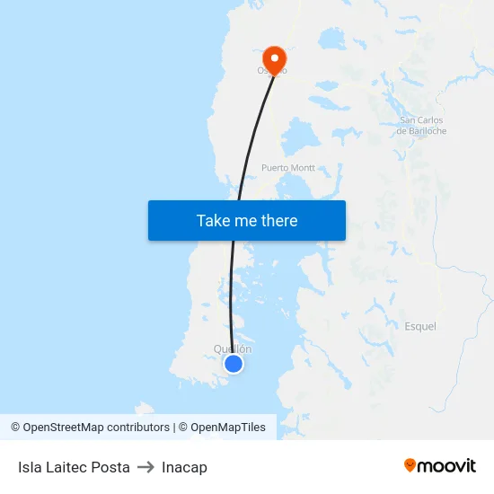Isla Laitec Posta to Inacap map