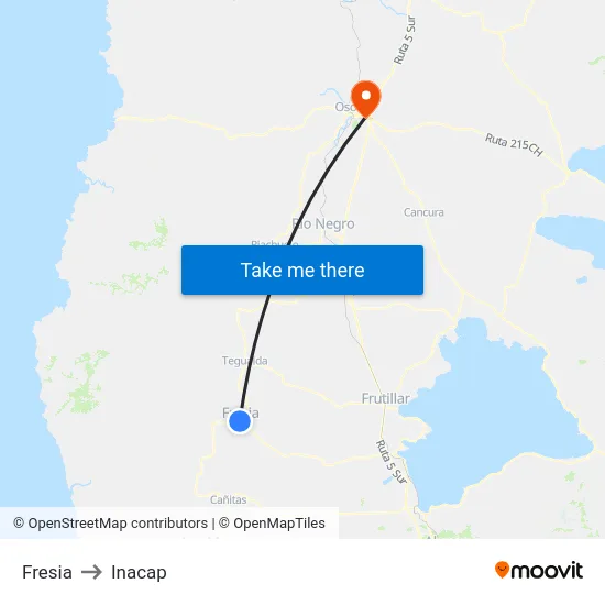 Fresia to Inacap map