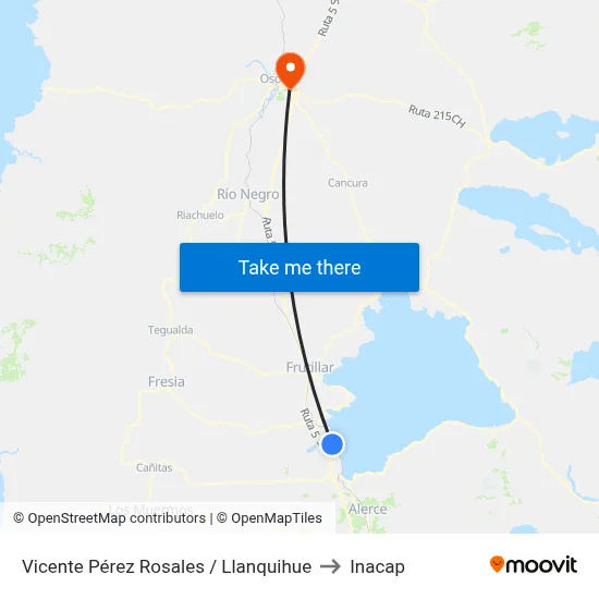 Vicente Pérez Rosales / Llanquihue to Inacap map