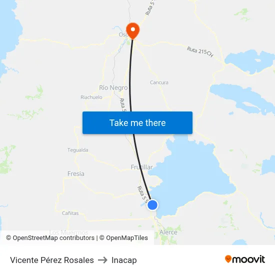 Vicente Pérez Rosales to Inacap map