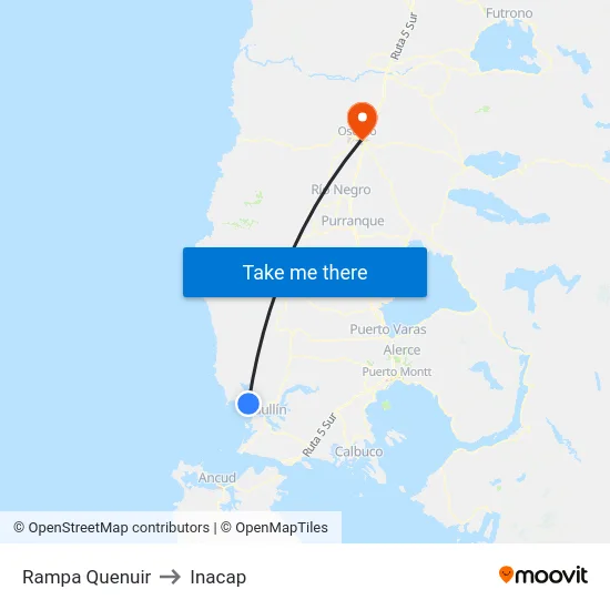 Rampa Quenuir to Inacap map