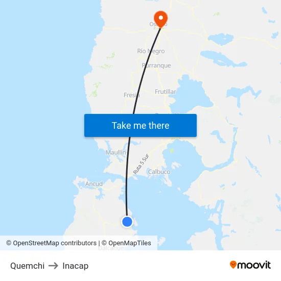 Quemchi to Inacap map