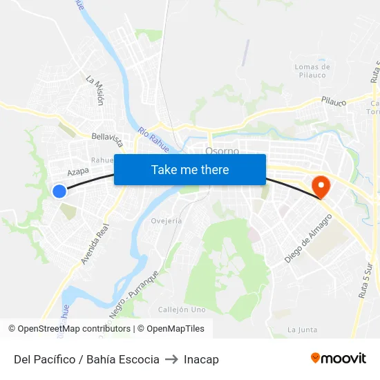 Del Pacífico / Bahía Escocia to Inacap map