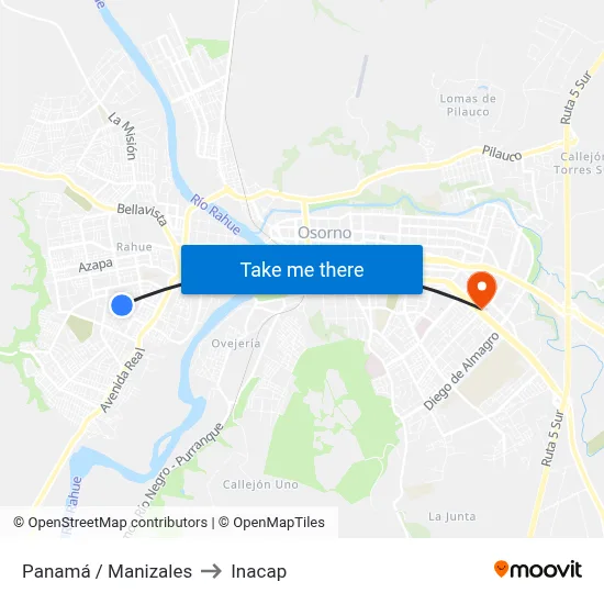 Panamá / Manizales to Inacap map