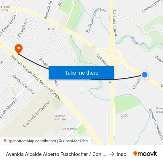 Avenida Alcalde Alberto Fuschlocher / Con Con to Inacap map