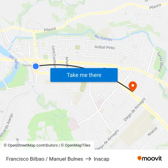 Francisco Bilbao / Manuel Bulnes to Inacap map