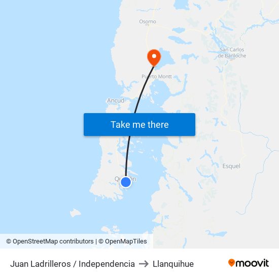 Juan Ladrilleros / Independencia to Llanquihue map