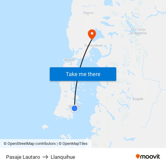 Pasaje Lautaro to Llanquihue map