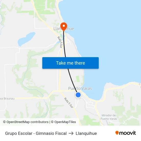 Grupo Escolar - Gimnasio Fiscal to Llanquihue map