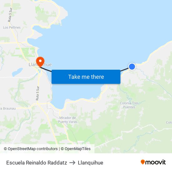 Escuela Reinaldo Raddatz to Llanquihue map