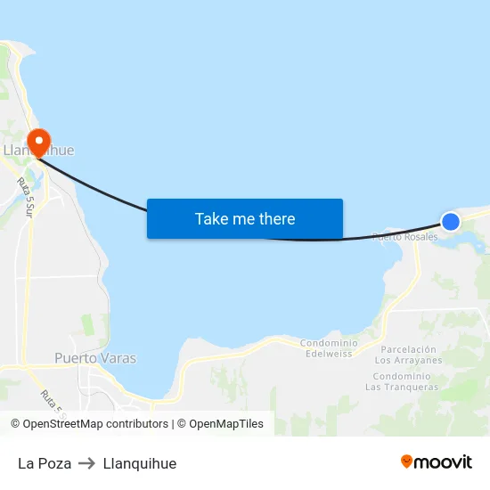 La Poza to Llanquihue map