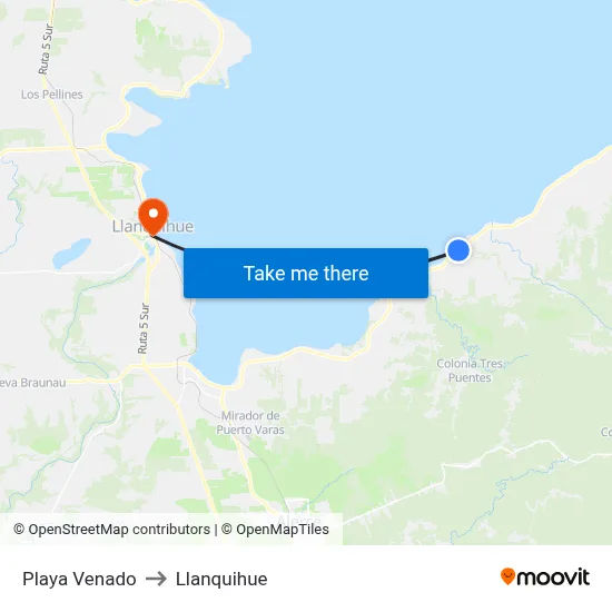 Playa Venado to Llanquihue map