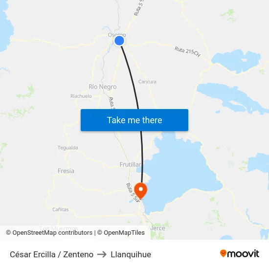 César Ercilla / Zenteno to Llanquihue map