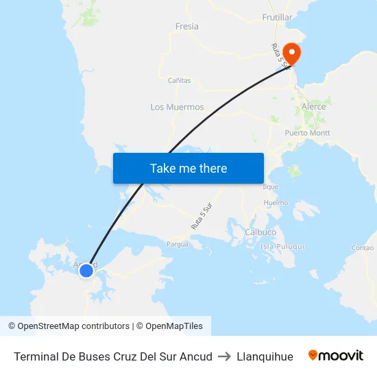 Terminal De Buses Cruz Del Sur Ancud to Llanquihue map