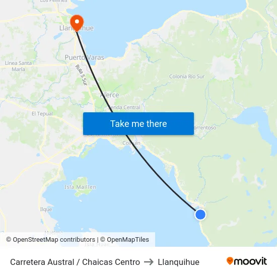 Carretera Austral / Chaicas Centro to Llanquihue map