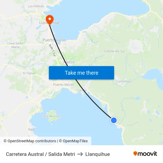 Carretera Austral / Salida Metri to Llanquihue map