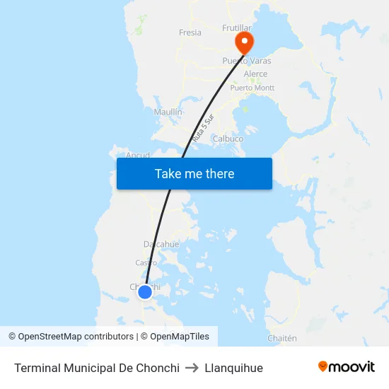 Terminal Municipal De Chonchi to Llanquihue map