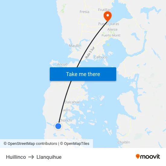 Huillinco to Llanquihue map