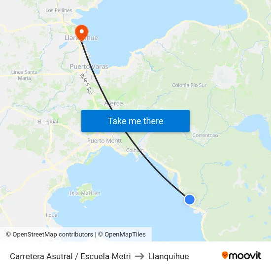 Carretera Asutral / Escuela Metri to Llanquihue map