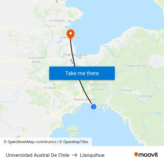 Universidad Austral De Chile to Llanquihue map