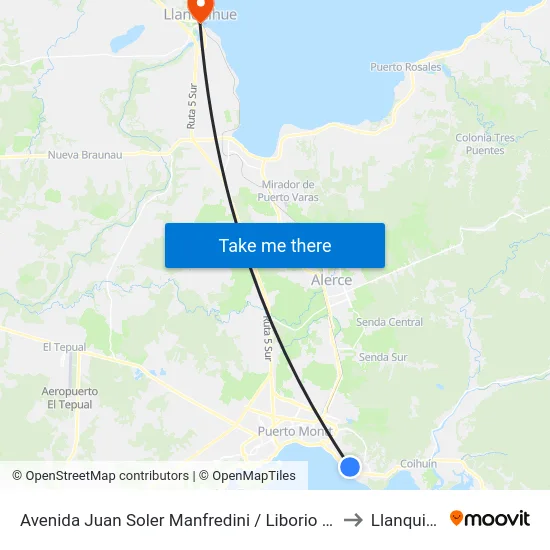 Avenida Juan Soler Manfredini / Liborio Guerrero to Llanquihue map