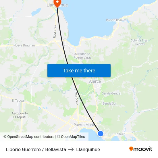Liborio Guerrero / Bellavista to Llanquihue map