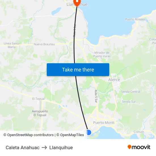 Caleta Anahuac to Llanquihue map
