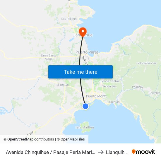 Avenida Chinquihue / Pasaje Perla Marina to Llanquihue map