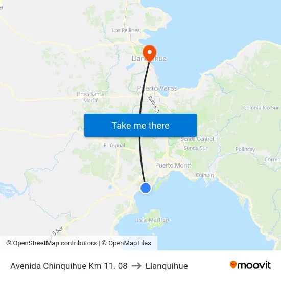 Avenida Chinquihue Km 11. 08 to Llanquihue map