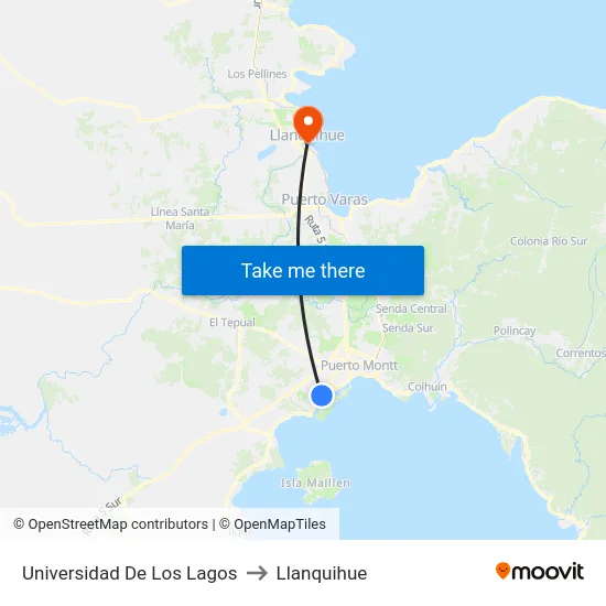 Universidad De Los Lagos to Llanquihue map
