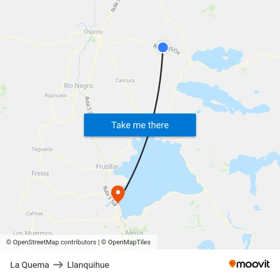 La Quema to Llanquihue map