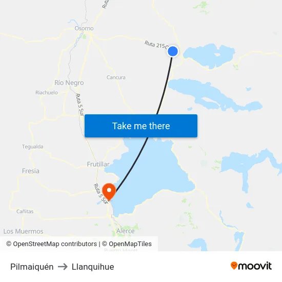 Pilmaiquén to Llanquihue map