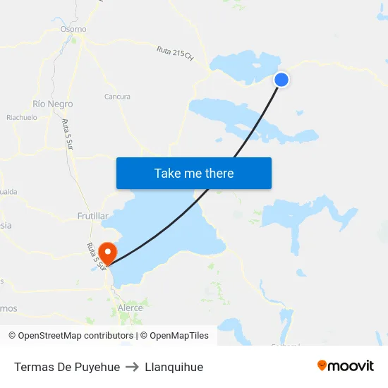 Termas De Puyehue to Llanquihue map