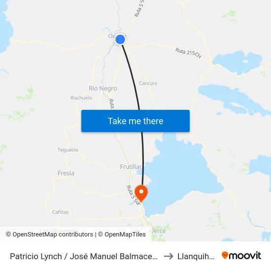 Patricio Lynch / José Manuel Balmaceda to Llanquihue map