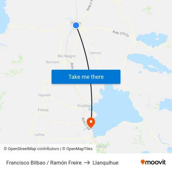 Francisco Bilbao / Ramón Freire to Llanquihue map