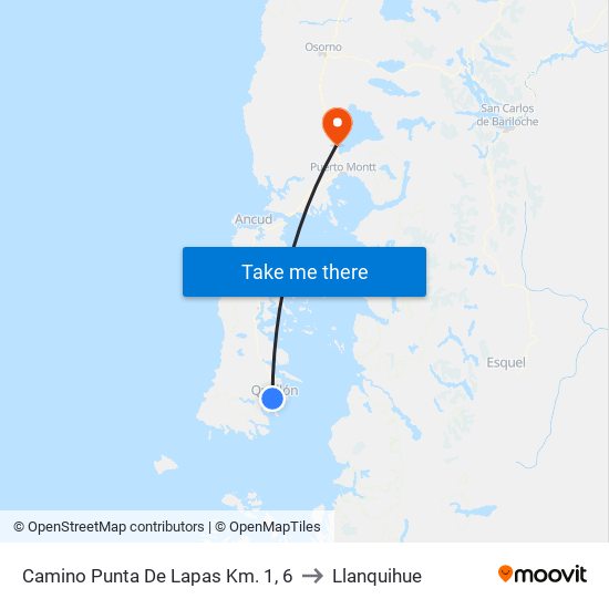 Camino Punta De Lapas Km. 1, 6 to Llanquihue map