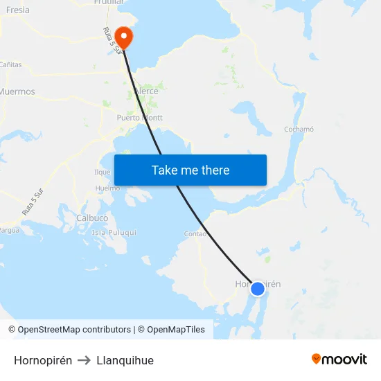 Hornopirén to Llanquihue map