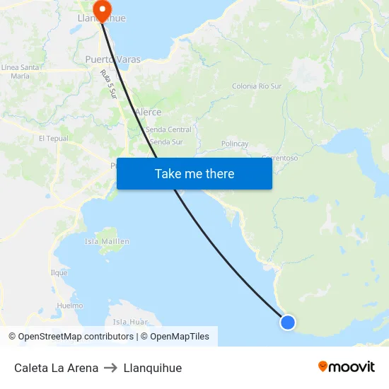 Caleta La Arena to Llanquihue map