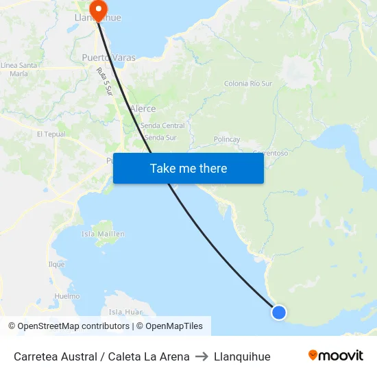 Carretea Austral / Caleta La Arena to Llanquihue map