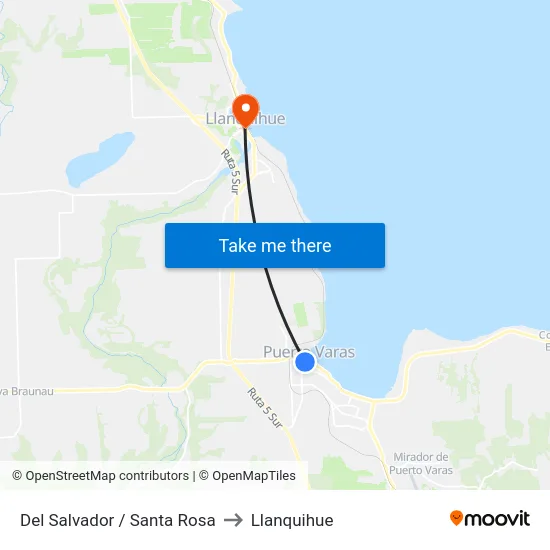 Del Salvador / Santa Rosa to Llanquihue map