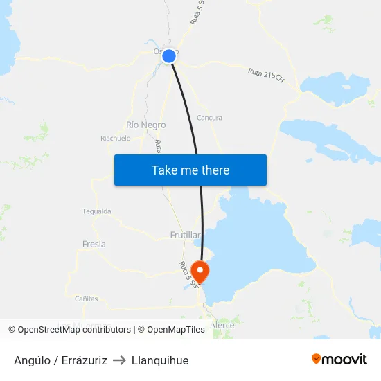 Angúlo / Errázuriz to Llanquihue map