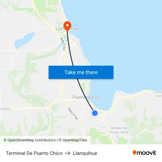 Terminal De Puerto Chico to Llanquihue map