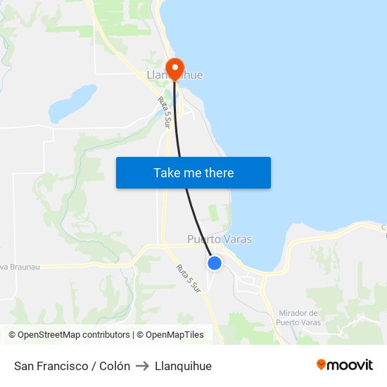 San Francisco / Colón to Llanquihue map