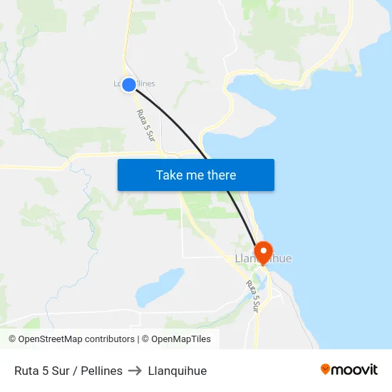 Ruta 5 Sur / Pellines to Llanquihue map