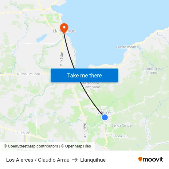 Los Alerces / Claudio Arrau to Llanquihue map