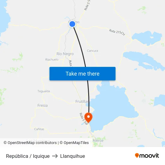 República / Iquique to Llanquihue map
