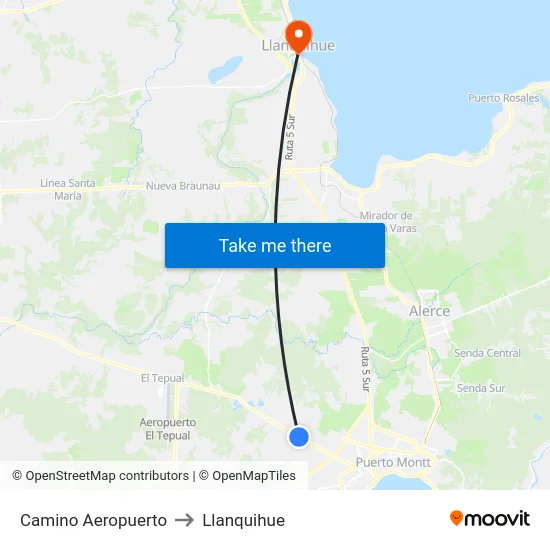Camino Aeropuerto to Llanquihue map